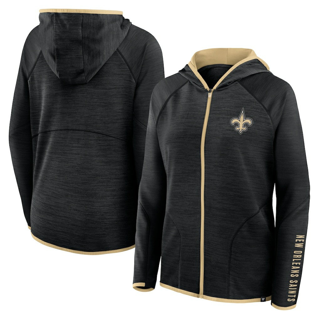 New Orleans Saints Women's Redzone End Around Pass Raglan Full-Zip Hoodie - Black - Fanatics