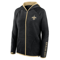 New Orleans Saints Women's Redzone End Around Pass Raglan Full-Zip Hoodie - Black - Fanatics