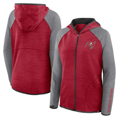 Tampa Bay Buccaneers Women's Redzone End Around Pass Raglan Full-Zip Hoodie - Red/Pewter - Fanatics