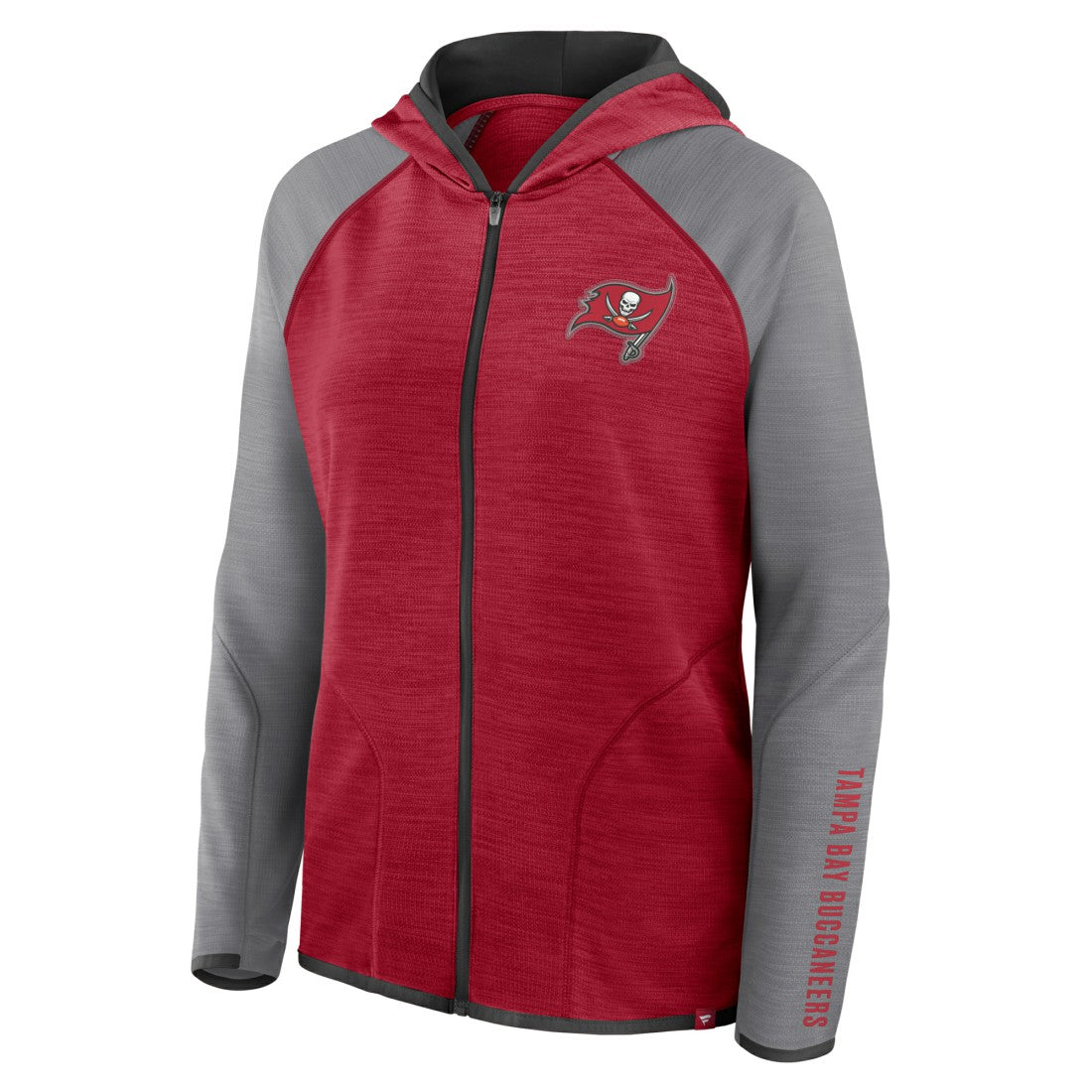 Tampa Bay Buccaneers Women's Redzone End Around Pass Raglan Full-Zip Hoodie - Red/Pewter - Fanatics