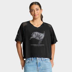 Tampa Bay Buccaneers Women's Oversized Raglan V-Neck Blackout Fashion Jersey - Fanatics