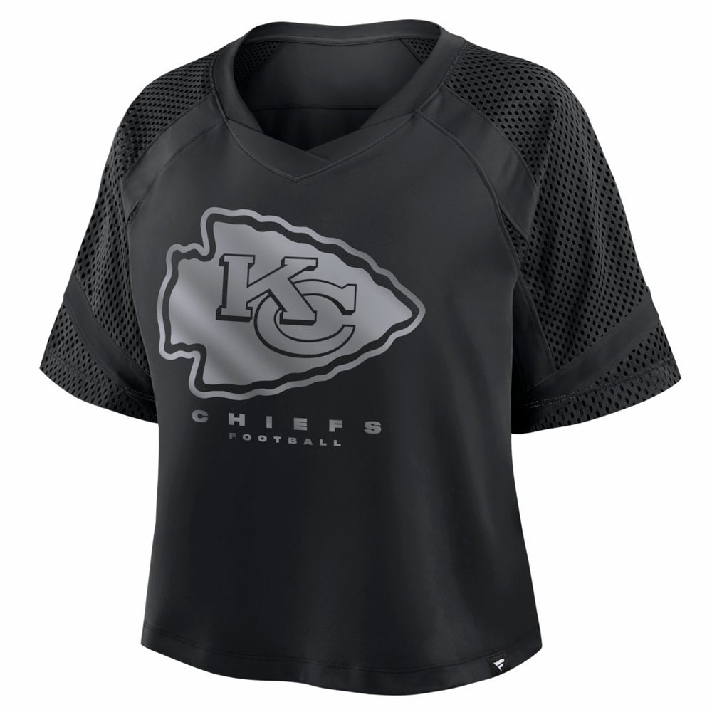 Kansas City Chiefs Women's Oversized Raglan V-Neck Blackout Fashion Jersey - Fanatics