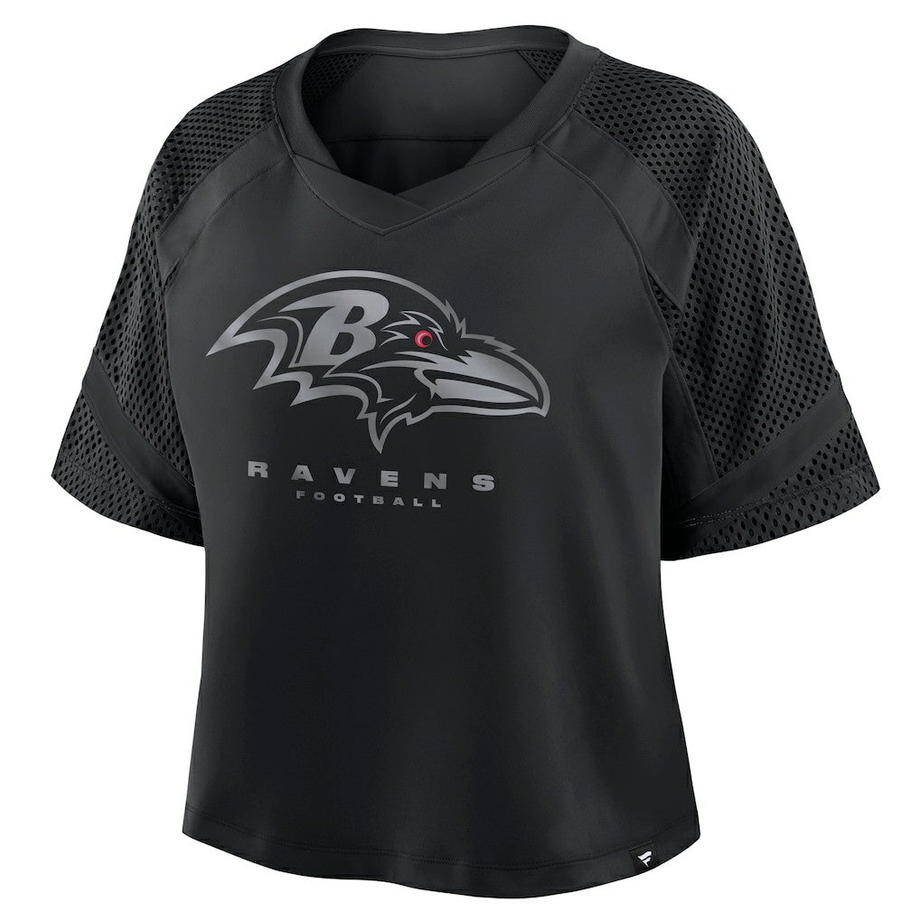 Baltimore Ravens Women's Oversized Raglan V-Neck Blackout Fashion Jersey - Fanatics