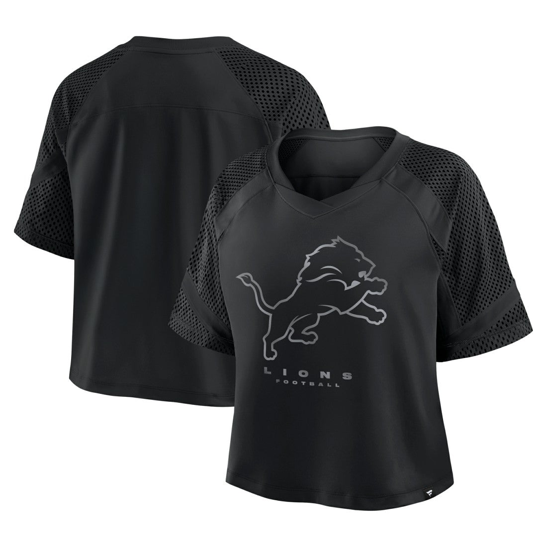 Detroit Lions Women's Oversized Raglan V-Neck Blackout Fashion Jersey - Fanatics