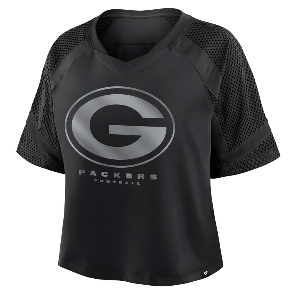 Green Bay Packers Women's Oversized Raglan V-Neck Blackout Fashion Jersey - Fanatics