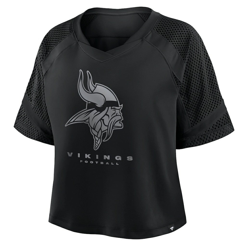 Minnesota Vikings Women's Oversized Raglan V-Neck Blackout Fashion Jersey - Fanatics