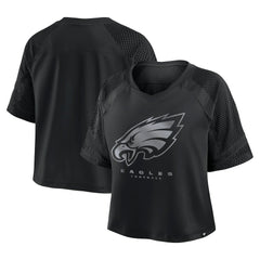 Philadelphia Eagles Women's Oversized Raglan V-Neck Blackout Fashion Jersey - Fanatics