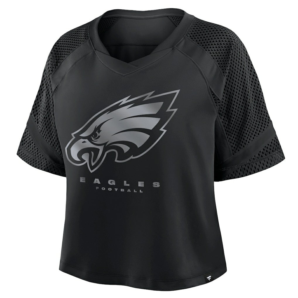 Philadelphia Eagles Women's Oversized Raglan V-Neck Blackout Fashion Jersey - Fanatics
