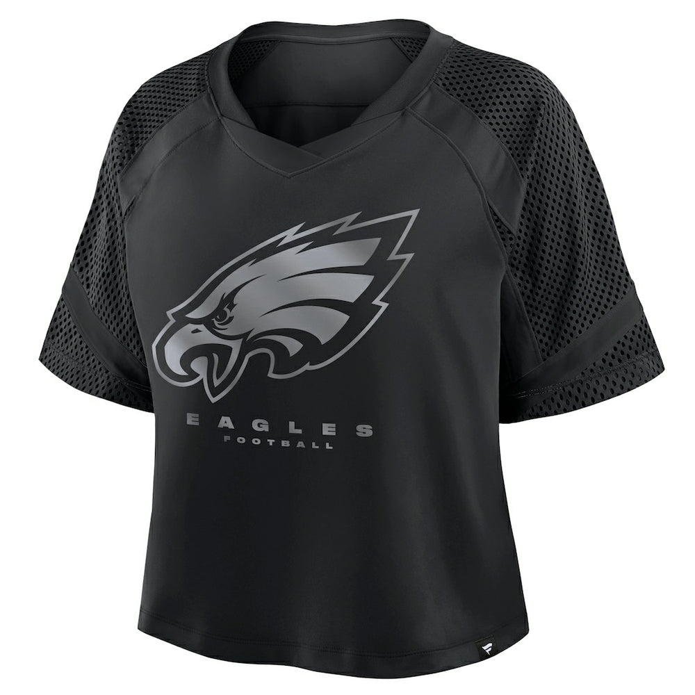 Philadelphia Eagles Women's Oversized Raglan V-Neck Blackout Fashion Jersey - Fanatics