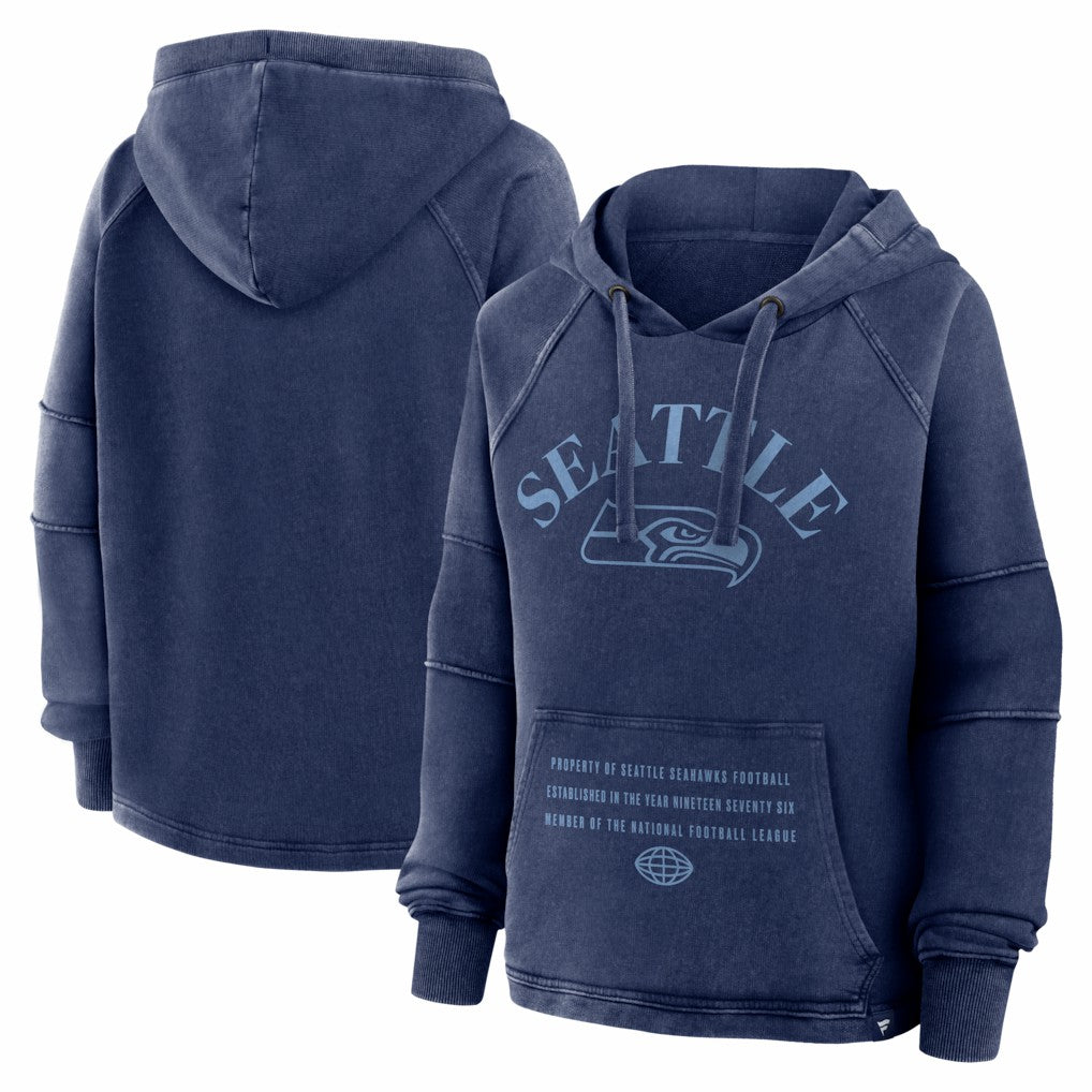 Seattle Seahawks Women's Oversized Raglan Gridiron Hoodie - Navy - Fanatics