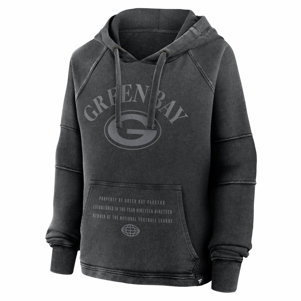 Green Bay Packers Women's Oversized Raglan Gridiron Hoodie - Black - Fanatics