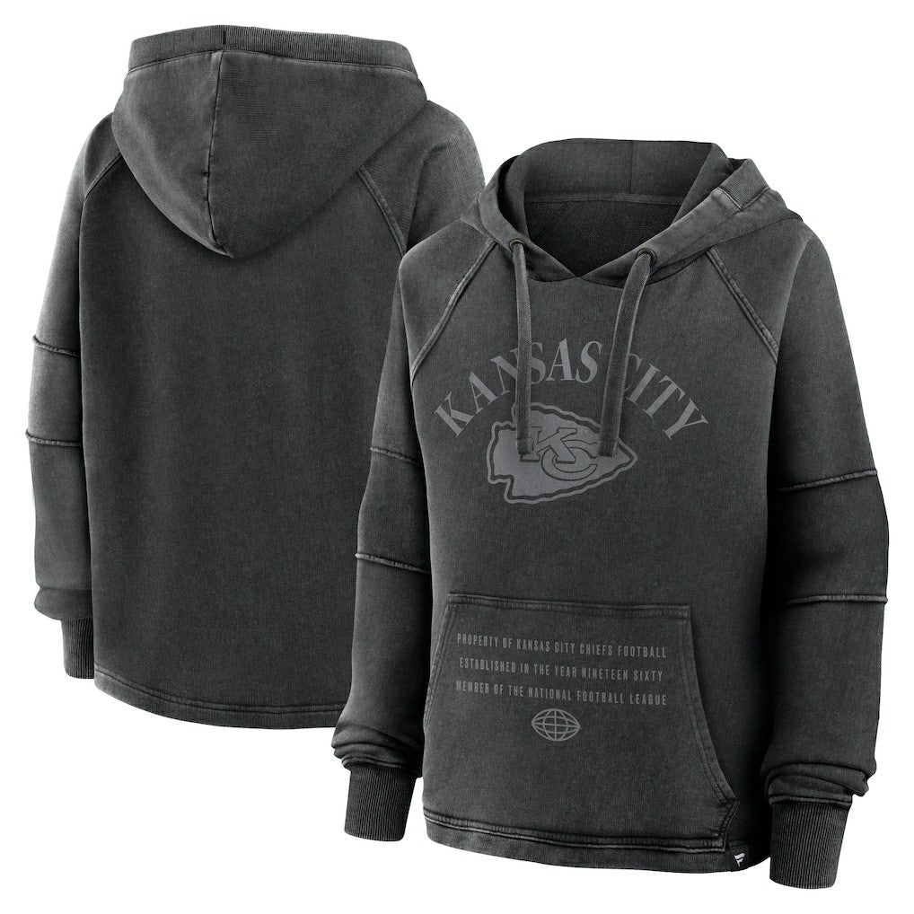 Kansas City Chiefs Women's Oversized Raglan Gridiron Hoodie - Black - Fanatics