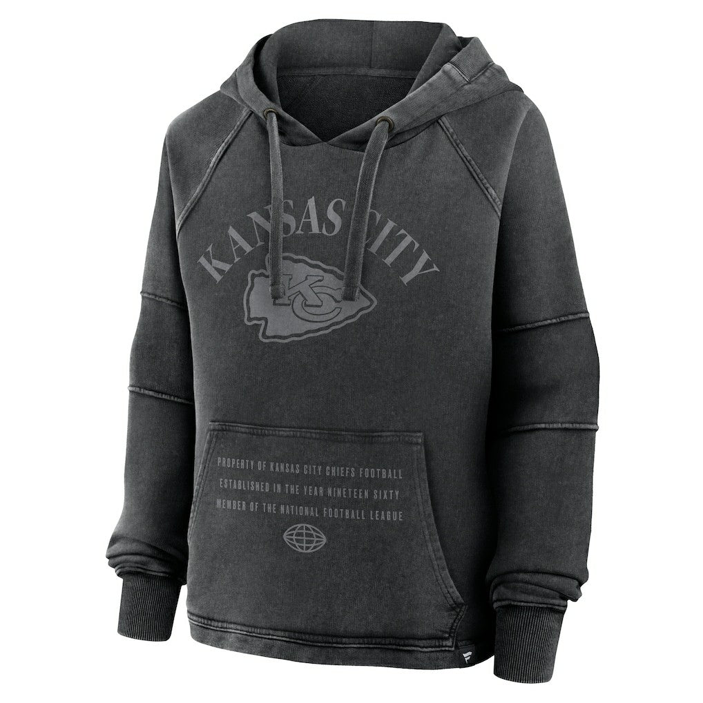 Kansas City Chiefs Women's Oversized Raglan Gridiron Hoodie - Black - Fanatics