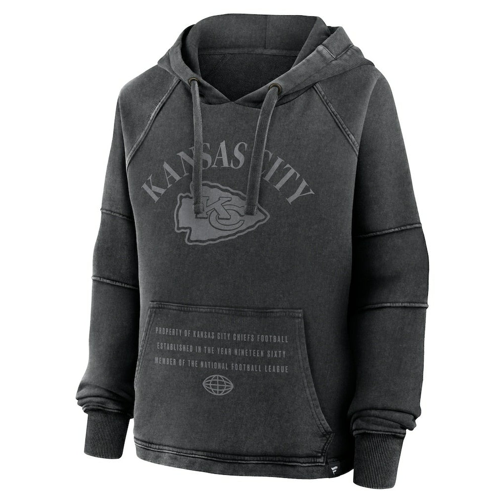 Kansas City Chiefs Women's Oversized Raglan Gridiron Hoodie - Black - Fanatics
