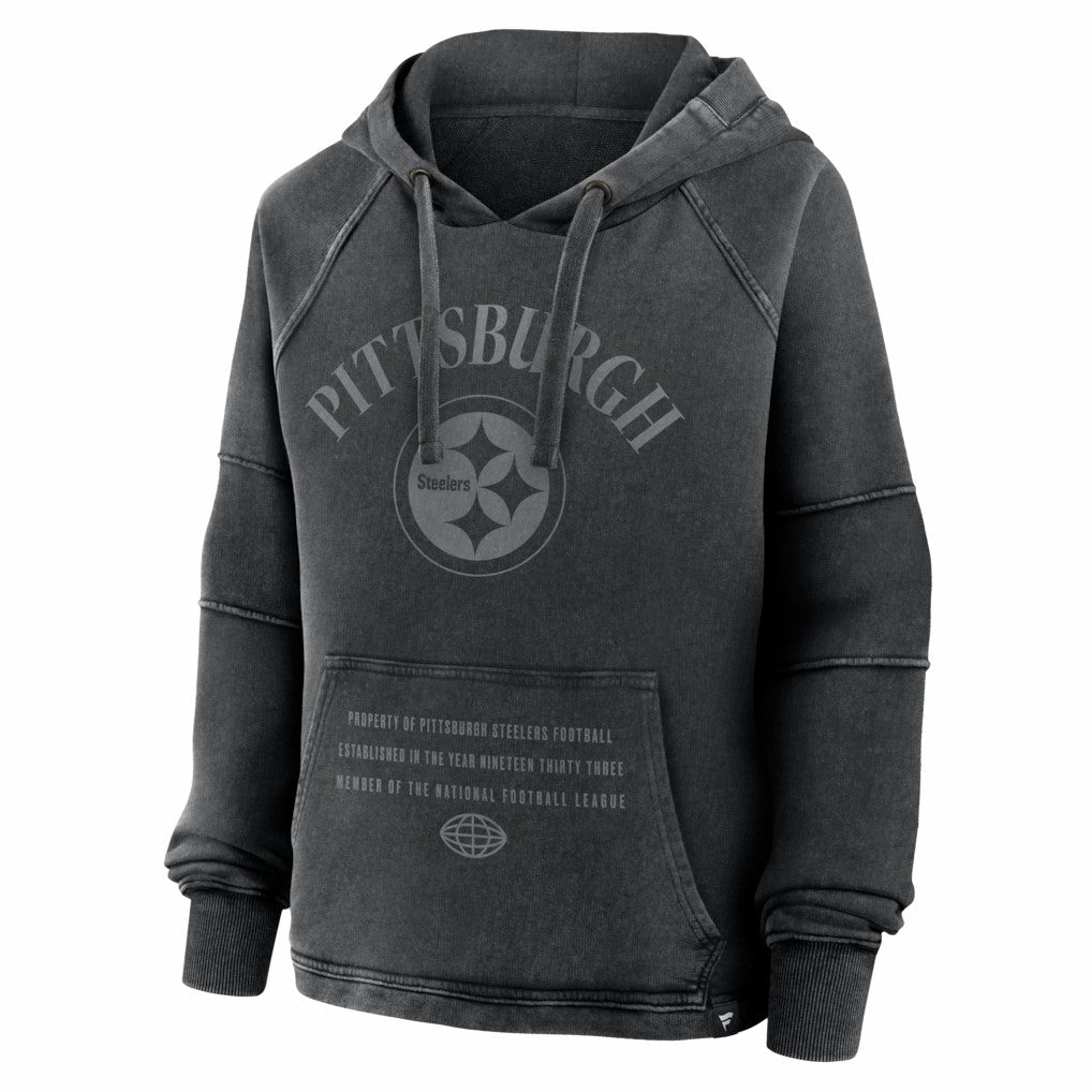 Pittsburgh Steelers Women's Oversized Raglan Gridiron Hoodie - Black - Fanatics