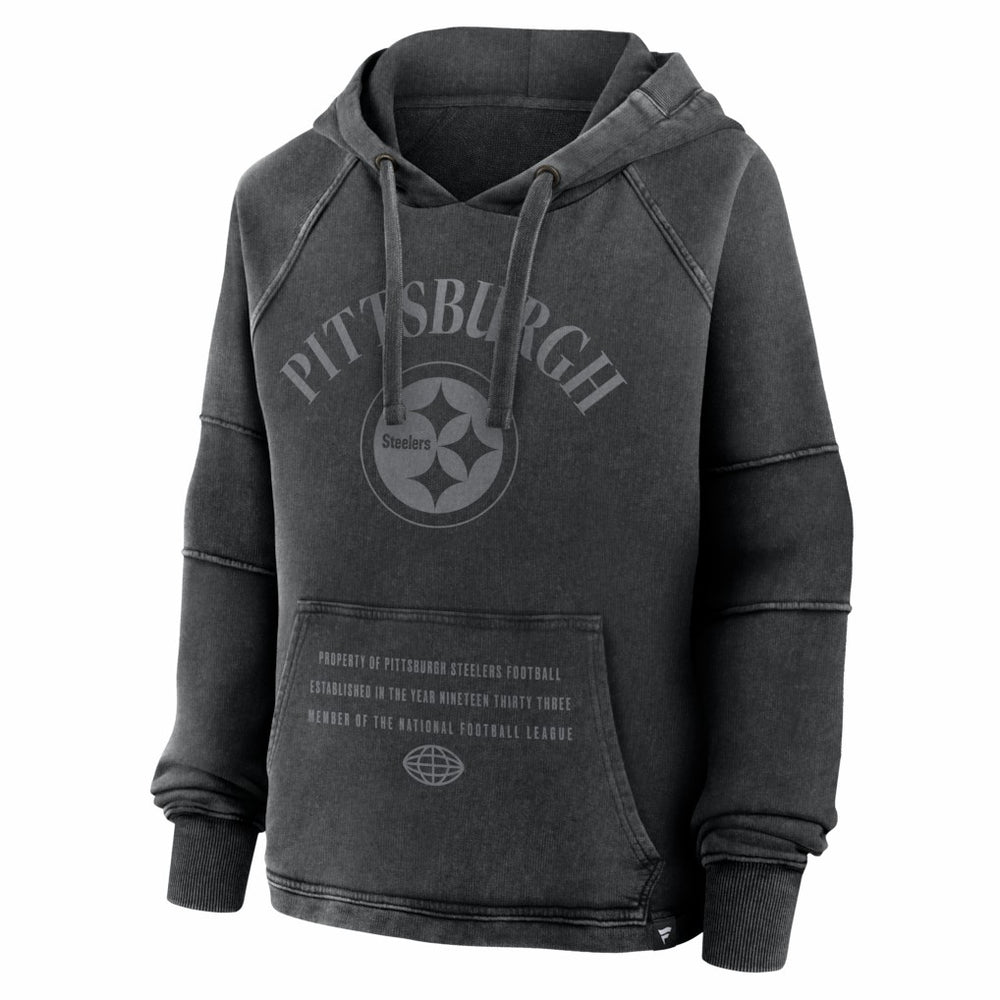 Pittsburgh Steelers Women's Oversized Raglan Gridiron Hoodie - Black - Fanatics