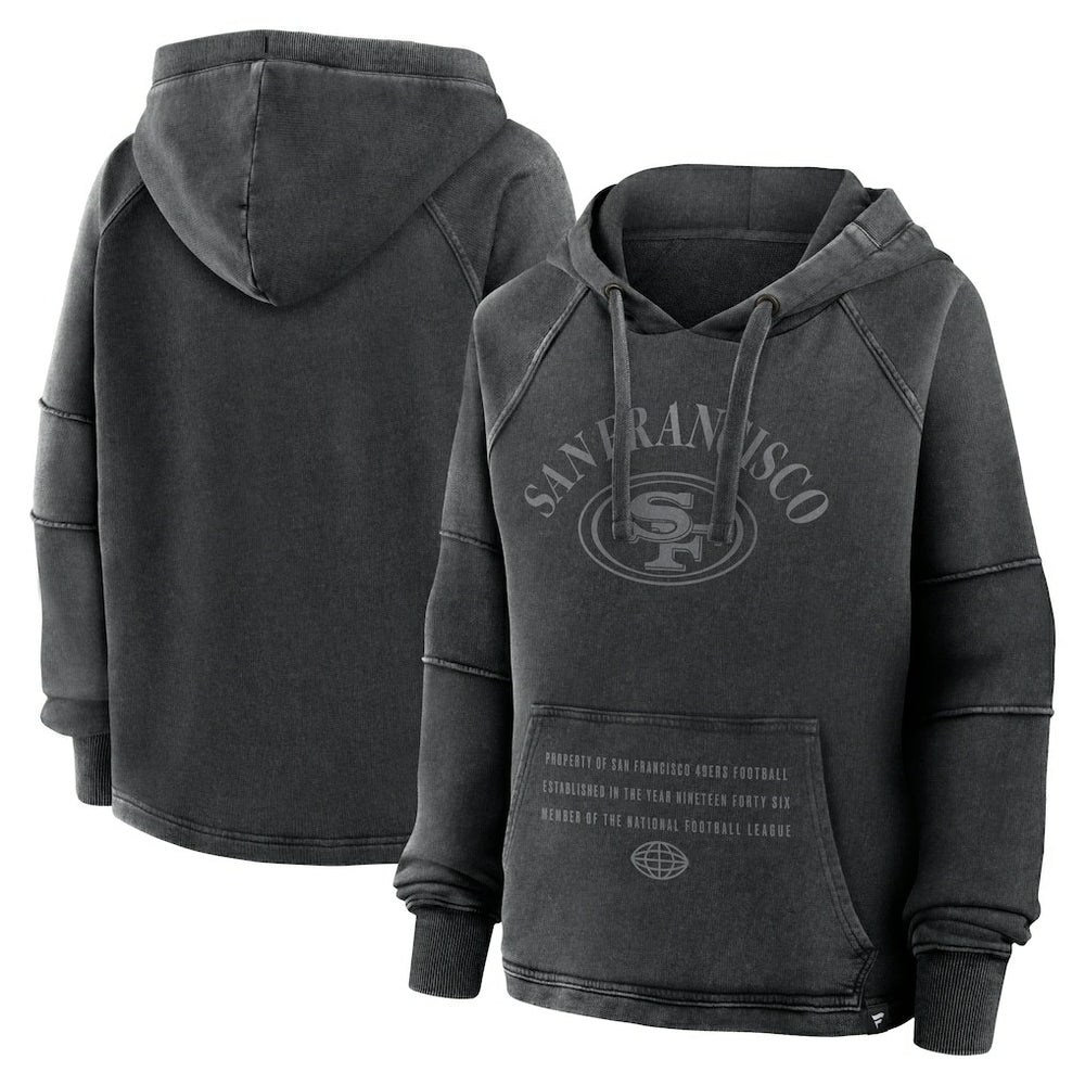 San Francisco 49ers Women's Oversized Raglan Gridiron Hoodie - Black - Fanatics