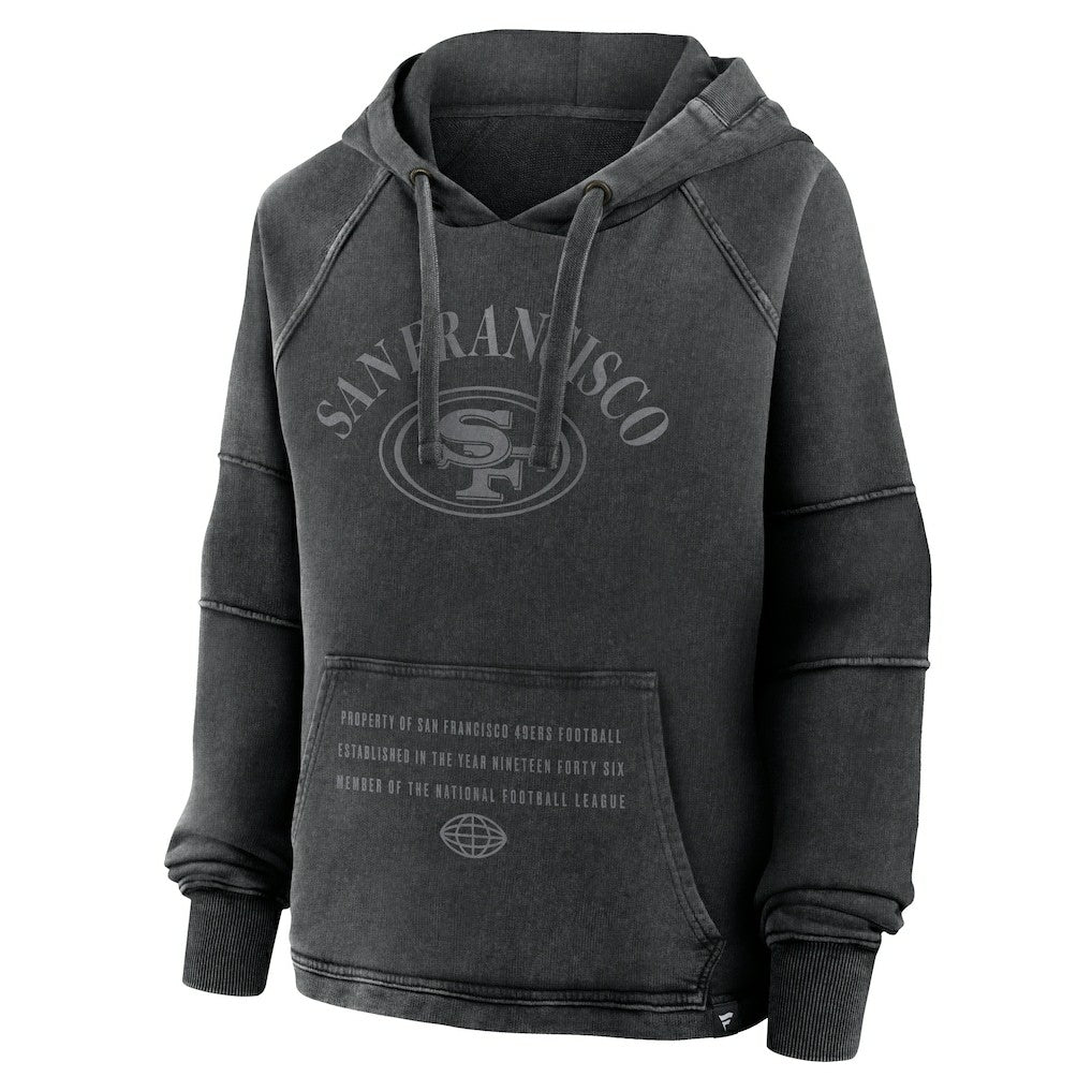 San Francisco 49ers Women's Oversized Raglan Gridiron Hoodie - Black - Fanatics