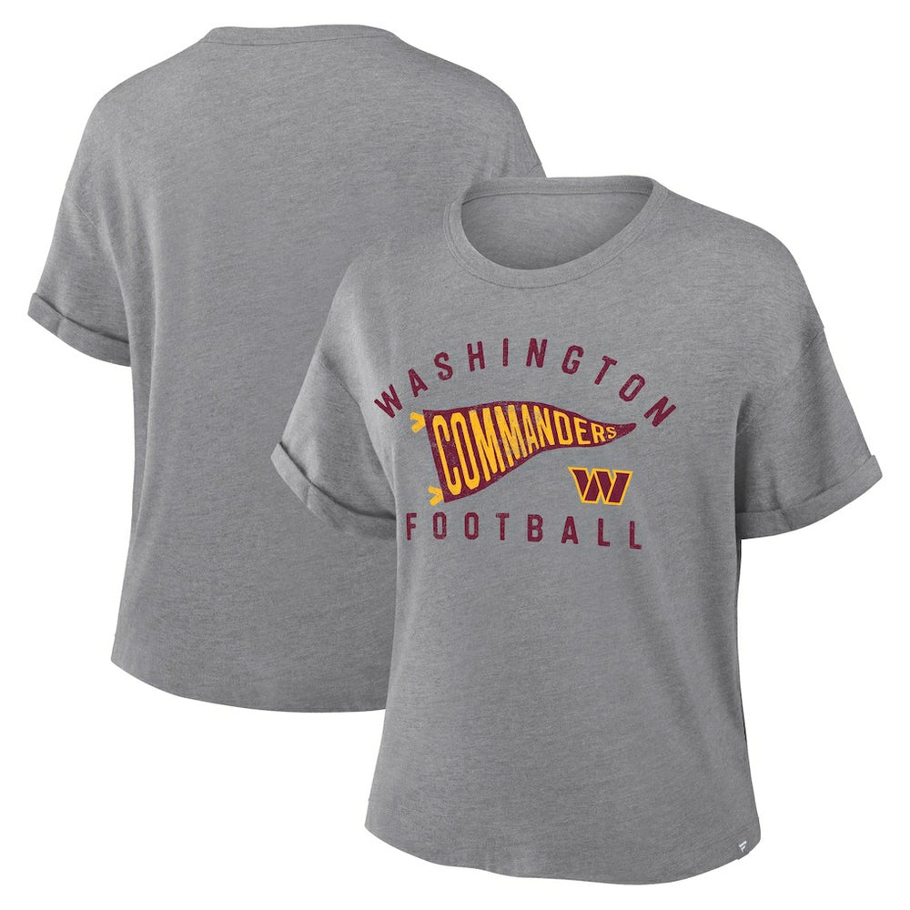 Washington Commanders Women's Pennant Wave Tribute Tri-Blend Boxy T-Shirt - Heather Gray - Fanatics