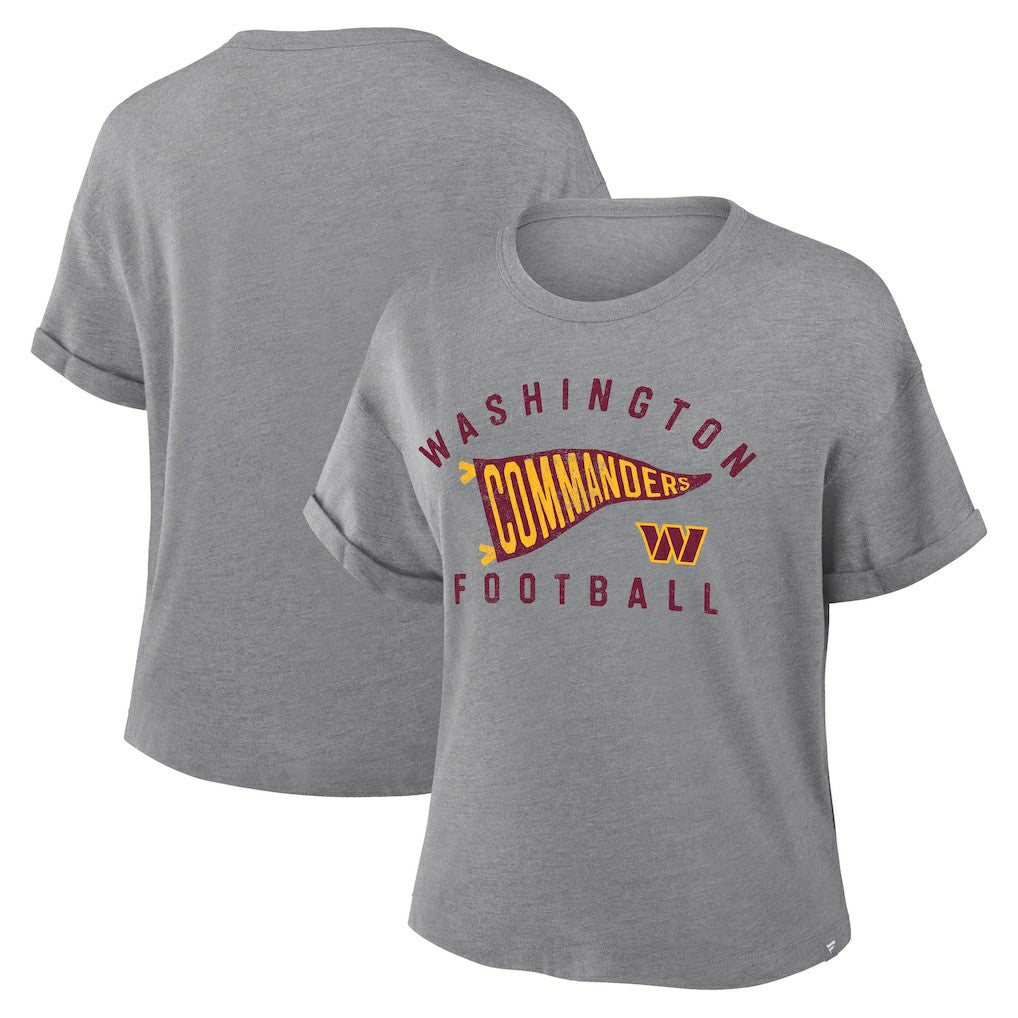 Washington Commanders Women's Pennant Wave Tribute Tri-Blend Boxy T-Shirt - Heather Gray - Fanatics