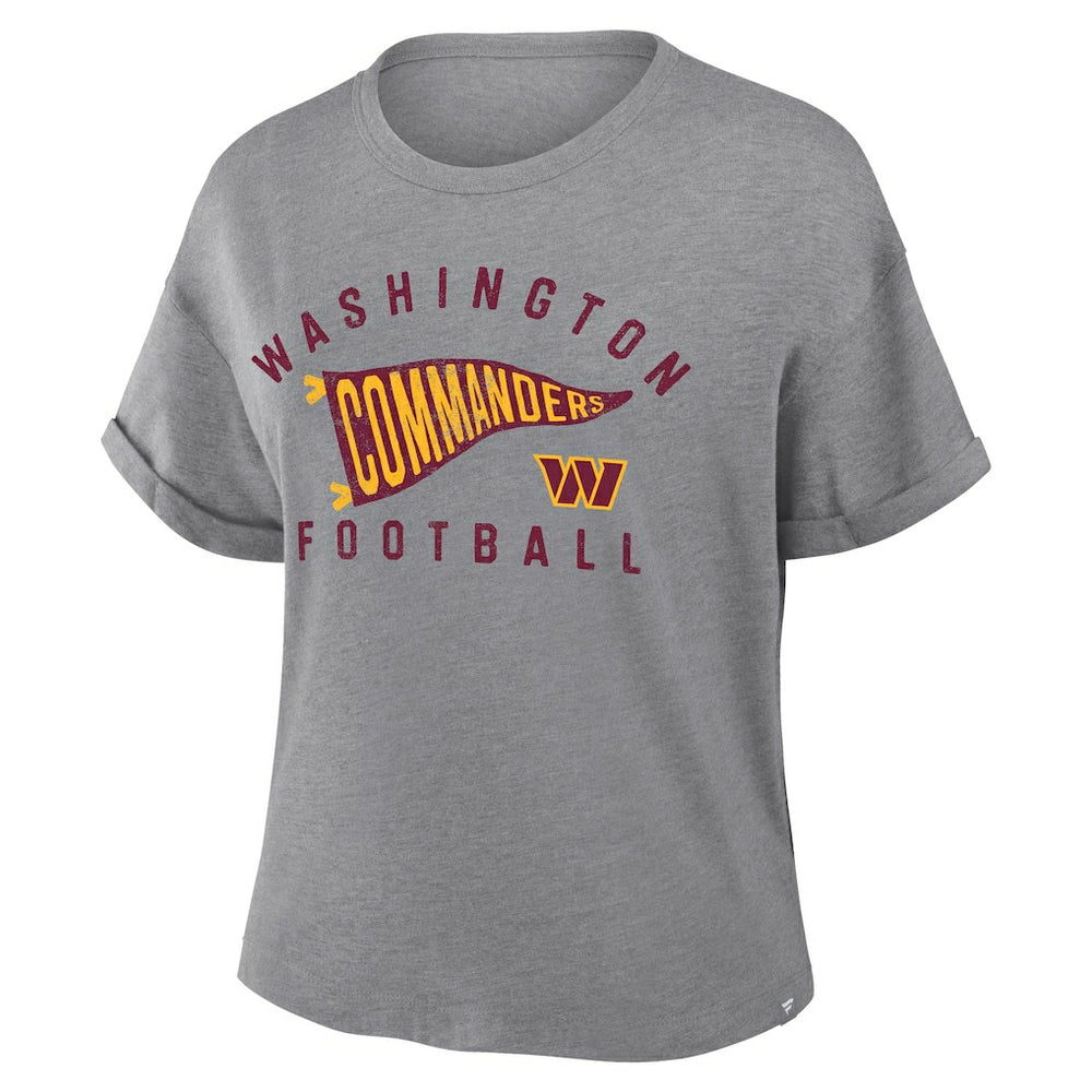 Washington Commanders Women's Pennant Wave Tribute Tri-Blend Boxy T-Shirt - Heather Gray - Fanatics