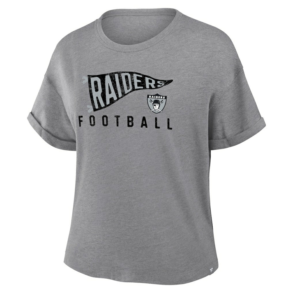 Las Vegas Raiders Women's Pennant Wave Tribute Tri-Blend Boxy T-Shirt - Heather Gray - Fanatics