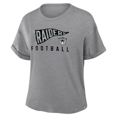 Las Vegas Raiders Women's Pennant Wave Tribute Tri-Blend Boxy T-Shirt - Heather Gray - Fanatics