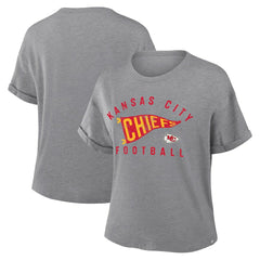 Kansas City Chiefs Women's Pennant Wave Tribute Tri-Blend Boxy T-Shirt - Heather Gray - Fanatics