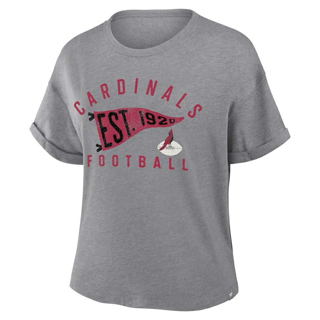 Arizona Cardinals Women's Pennant Wave Tribute Tri-Blend Boxy T-Shirt - Heather Gray - Fanatics