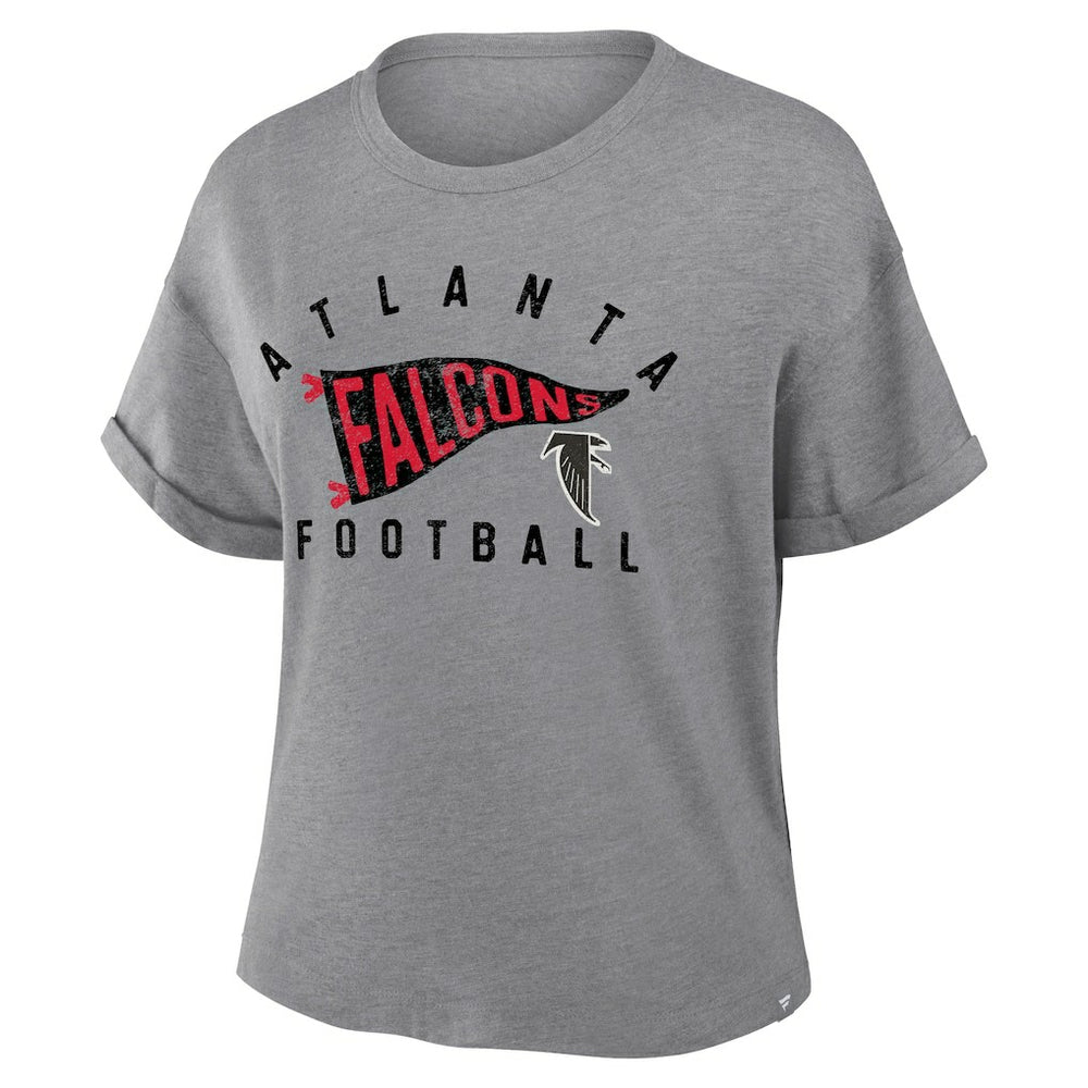 Atlanta Falcons Women's Pennant Wave Tribute Tri-Blend Boxy T-Shirt - Heather Gray - Fanatics