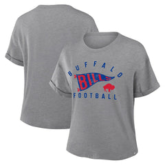 Buffalo Bills Women's Pennant Wave Tribute Tri-Blend Boxy T-Shirt - Heather Gray - Fanatics
