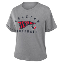 Houston Texans Women's Pennant Wave Tribute Tri-Blend Boxy T-Shirt - Heather Gray - Fanatics