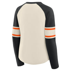 Cincinnati Bengals Women's Hometown Gridiron Hero Raglan Lace-Up V-Neck Long Sleeve T-Shirt - Cream/Black - Fanatics