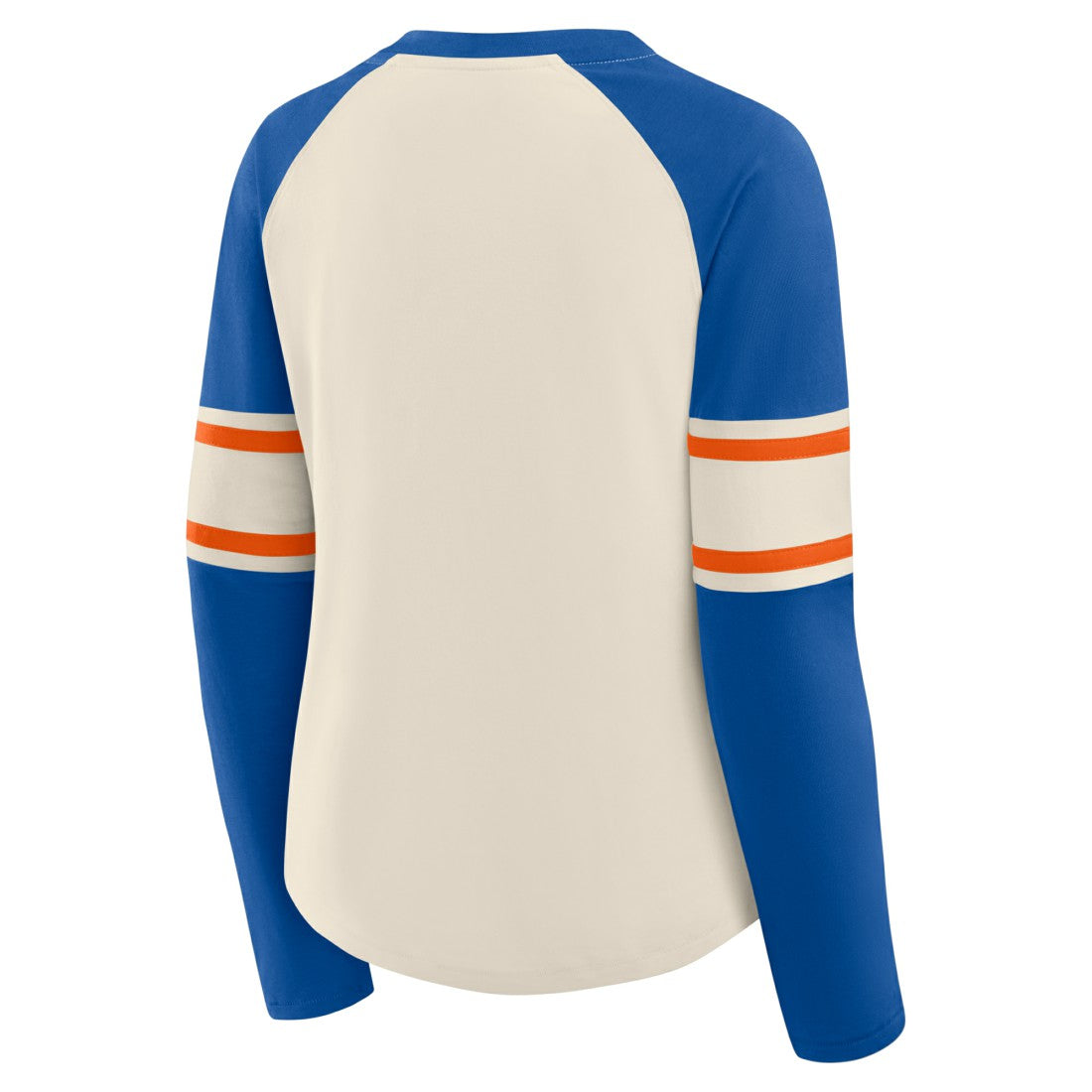 Denver Broncos Women's Hometown Gridiron Hero Raglan Lace-Up V-Neck Long Sleeve T-Shirt - Cream/Royal - Fanatics