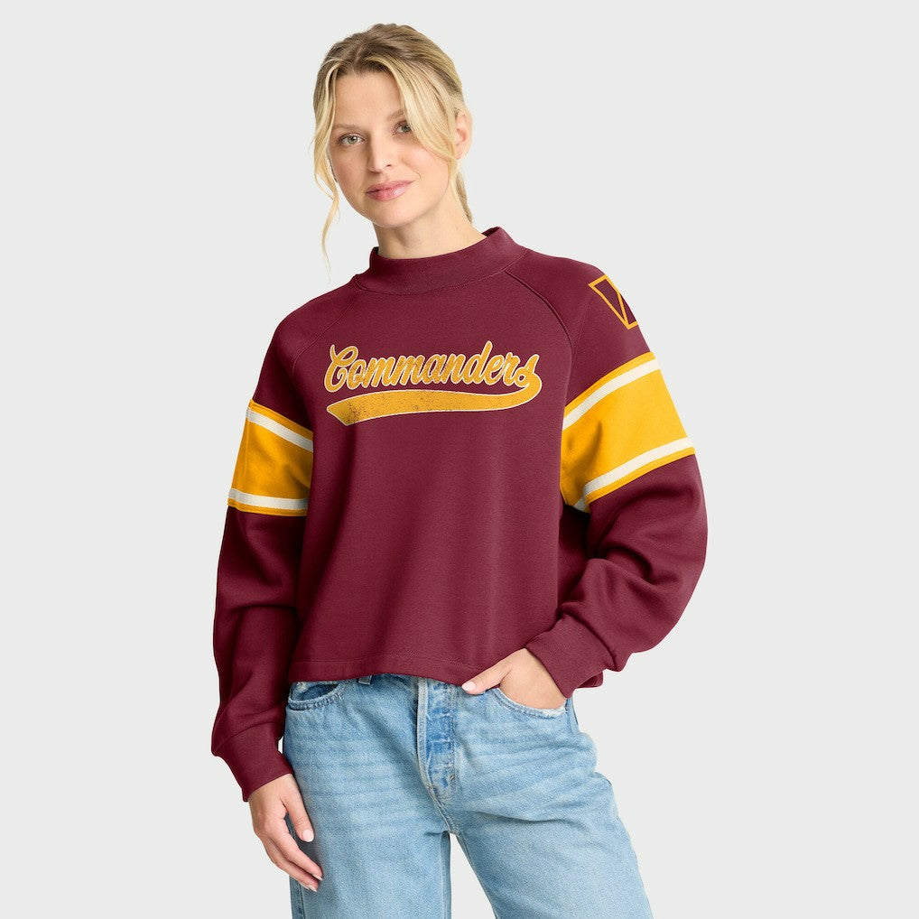 Washington Commanders Oversized Hometown Toss Sweep Mock Neck Pullover - Burgundy - Fanatics