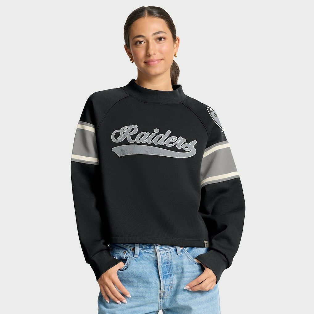 Las Vegas Raiders Oversized Hometown Toss Sweep Mock Neck Pullover - Black - Fanatics