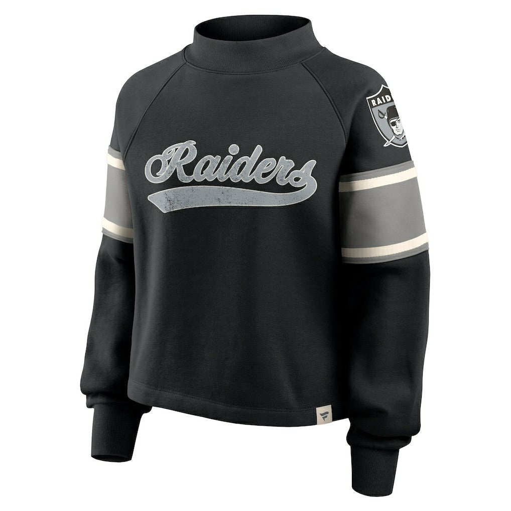 Las Vegas Raiders Oversized Hometown Toss Sweep Mock Neck Pullover - Black - Fanatics
