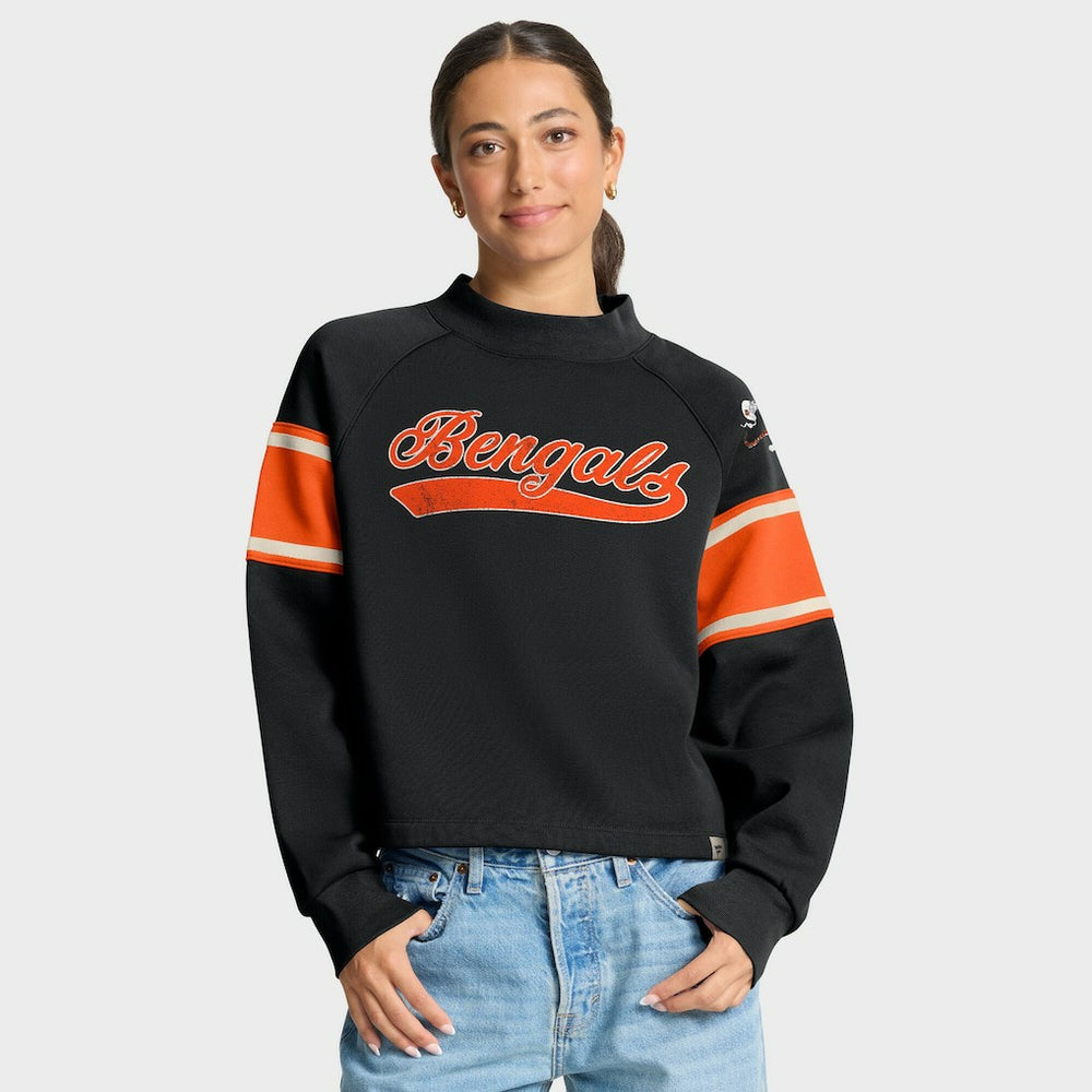 Cincinnati Bengals Oversized Hometown Toss Sweep Mock Neck Pullover - Black - Fanatics
