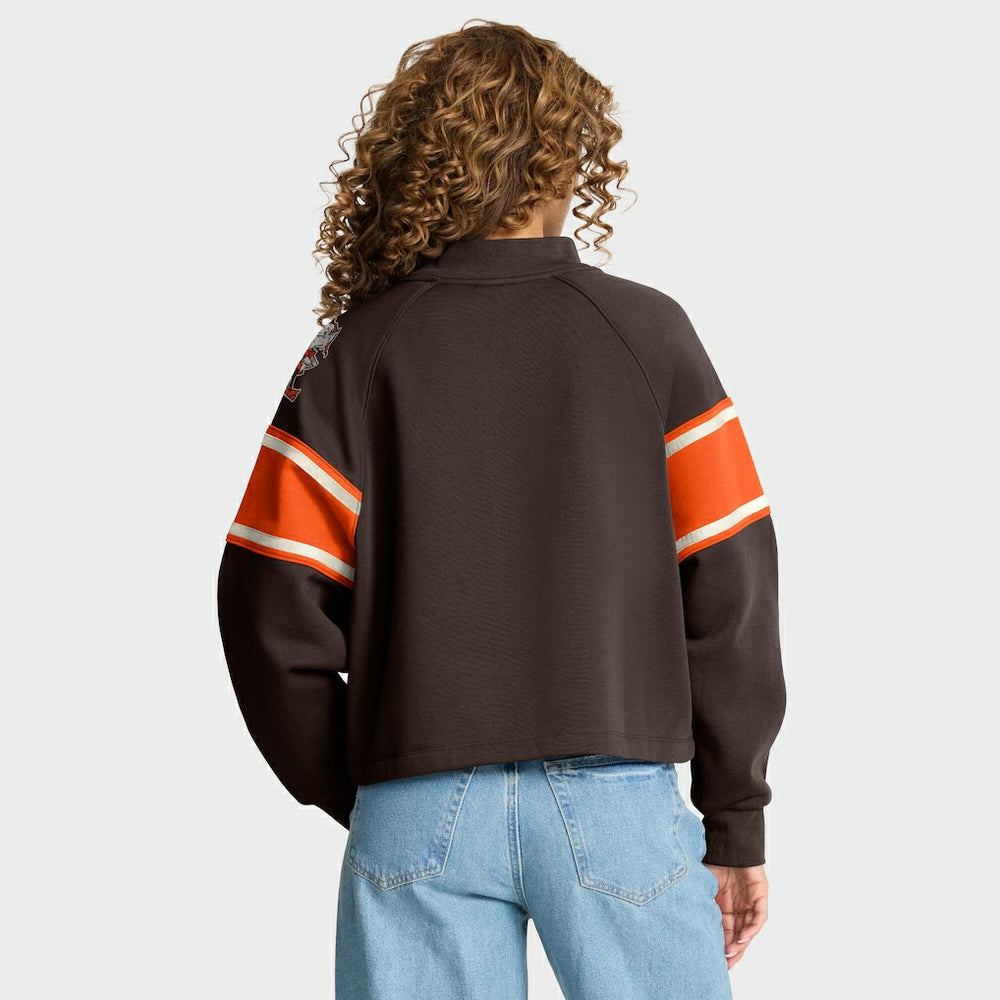 Cleveland Browns Oversized Hometown Toss Sweep Mock Neck Pullover - Brown - Fanatics