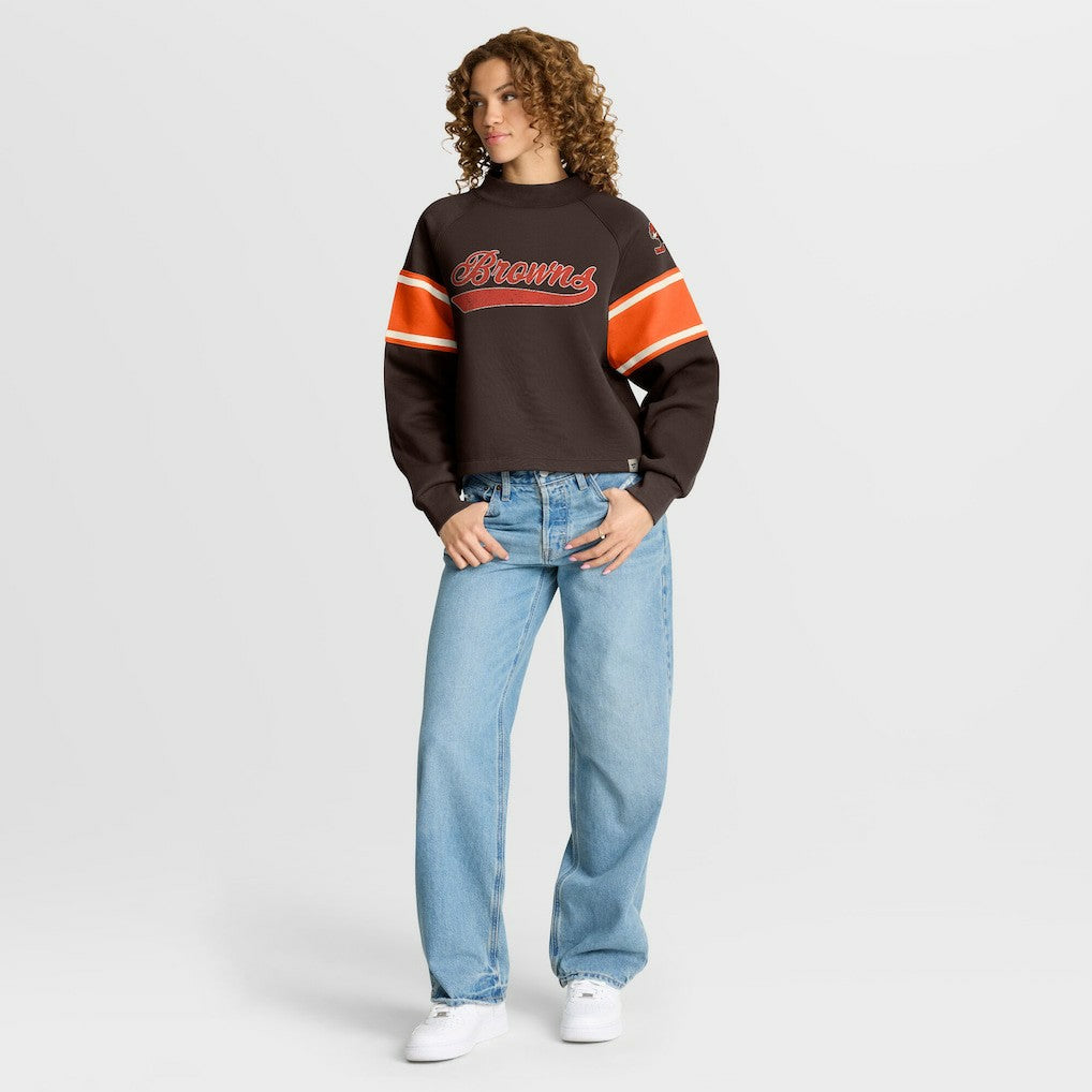 Cleveland Browns Oversized Hometown Toss Sweep Mock Neck Pullover - Brown - Fanatics