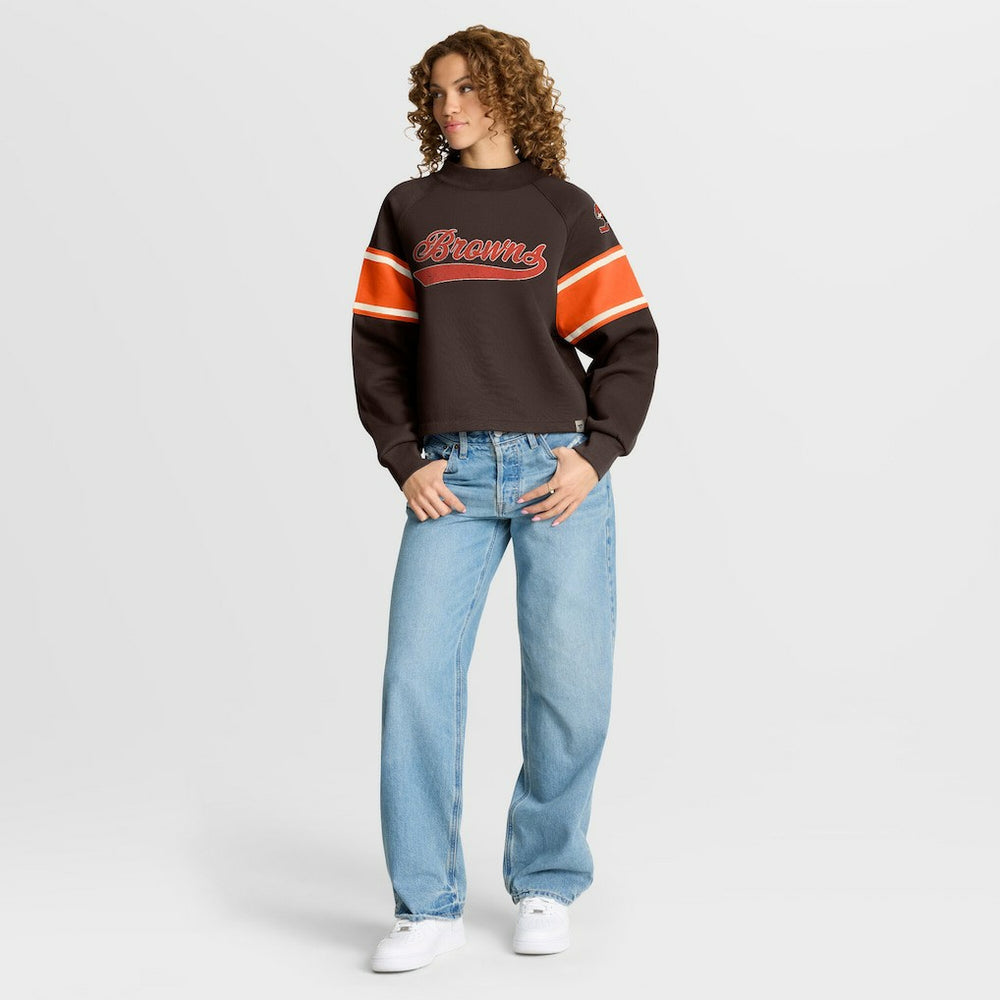 Cleveland Browns Oversized Hometown Toss Sweep Mock Neck Pullover - Brown - Fanatics