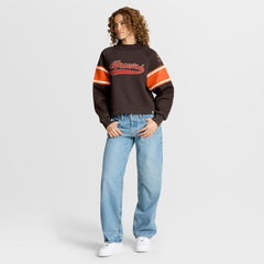 Cleveland Browns Oversized Hometown Toss Sweep Mock Neck Pullover - Brown - Fanatics