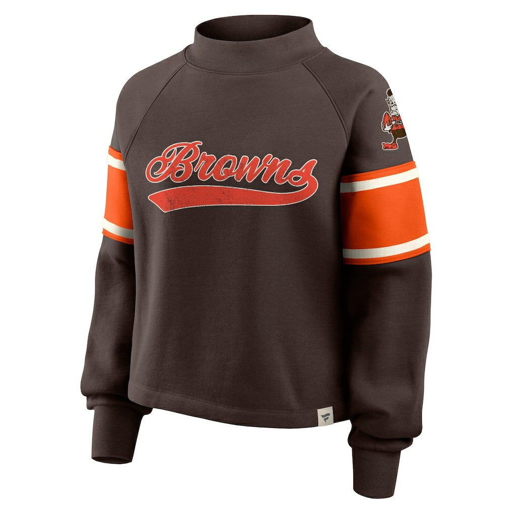 Cleveland Browns Oversized Hometown Toss Sweep Mock Neck Pullover - Brown - Fanatics