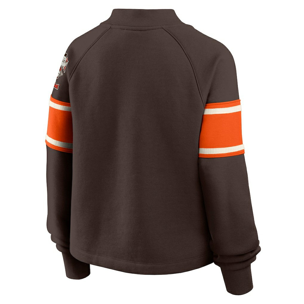 Cleveland Browns Oversized Hometown Toss Sweep Mock Neck Pullover - Brown - Fanatics