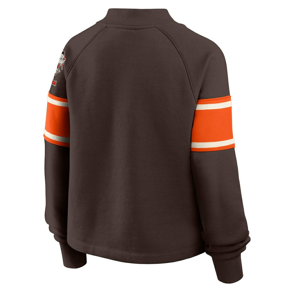 Cleveland Browns Oversized Hometown Toss Sweep Mock Neck Pullover - Brown - Fanatics
