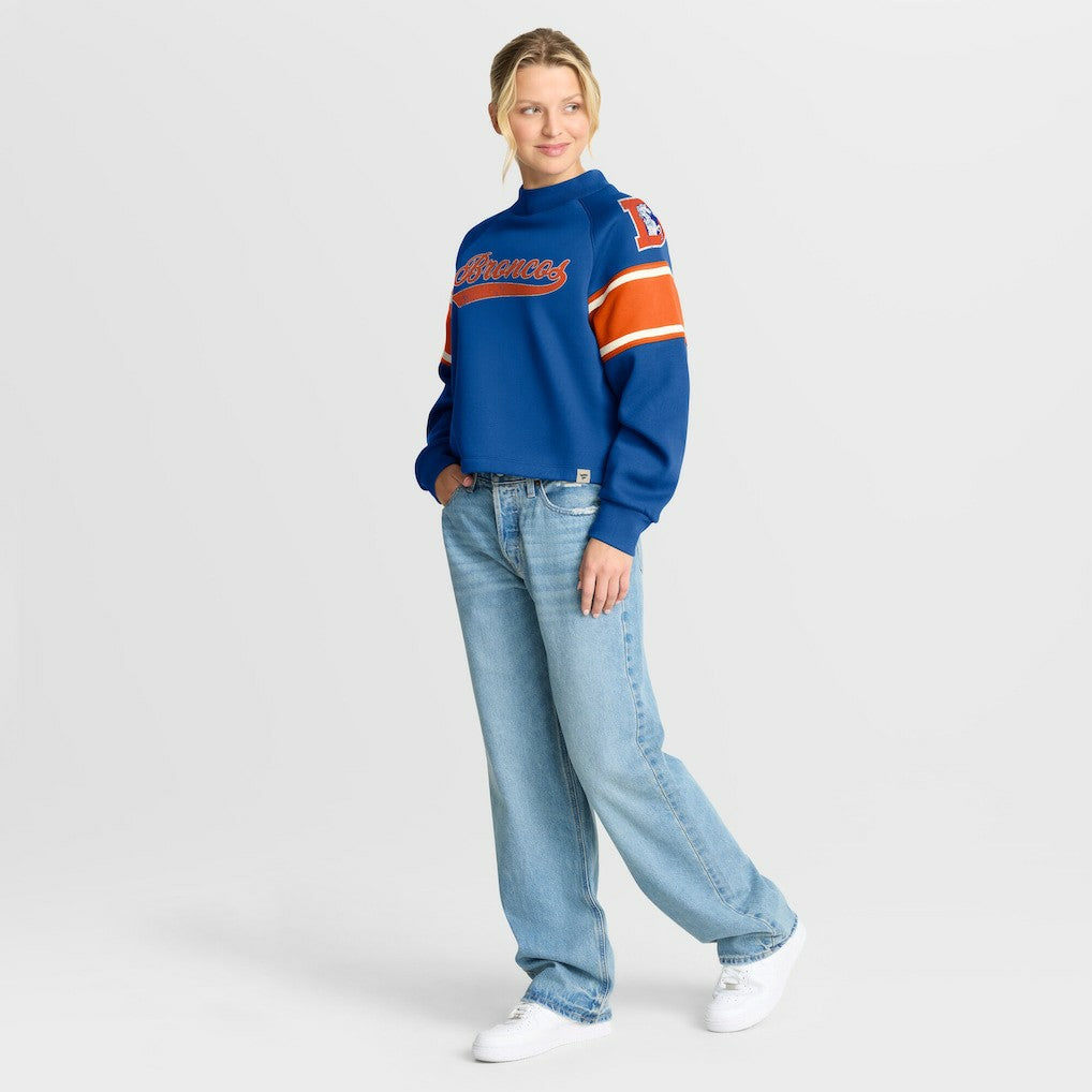Denver Broncos Oversized Hometown Toss Sweep Mock Neck Pullover - Royal - Fanatics