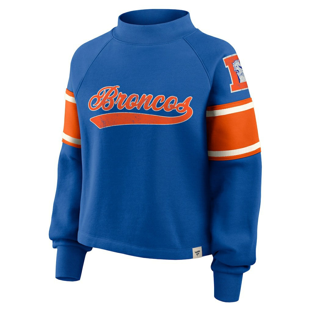 Denver Broncos Oversized Hometown Toss Sweep Mock Neck Pullover - Royal - Fanatics