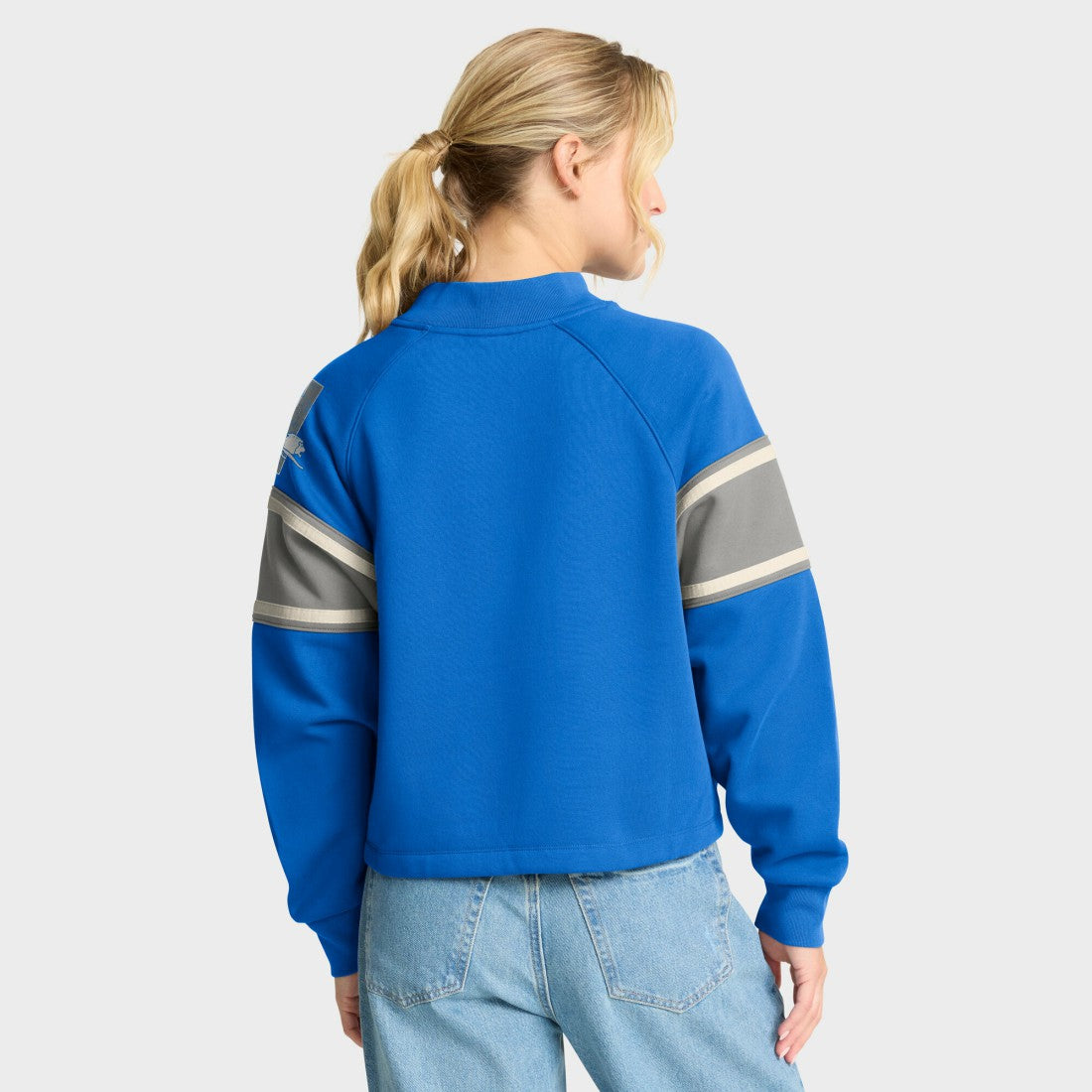 Detroit Lions Oversized Hometown Toss Sweep Mock Neck Pullover - Blue - Fanatics
