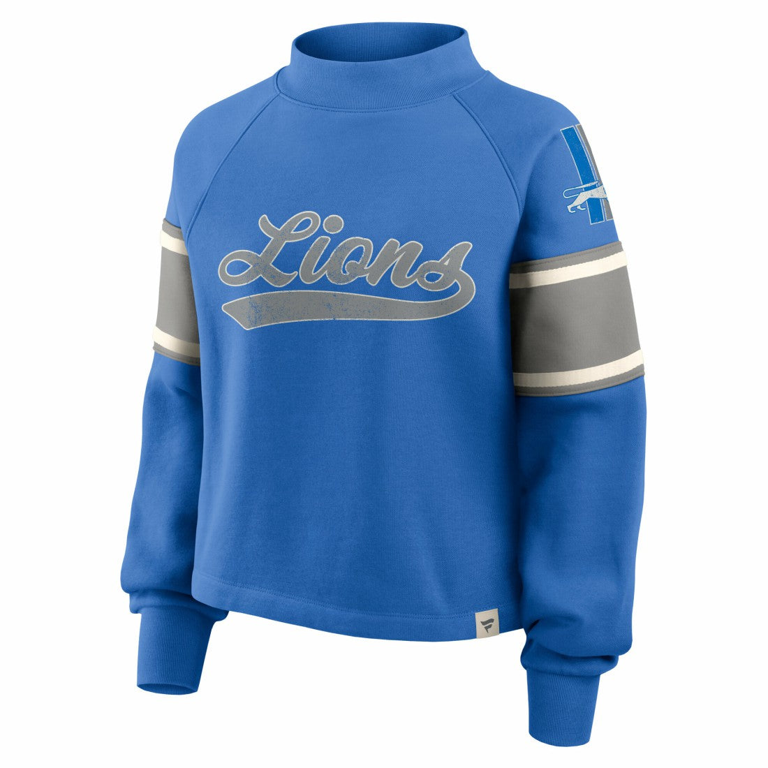 Detroit Lions Oversized Hometown Toss Sweep Mock Neck Pullover - Blue - Fanatics