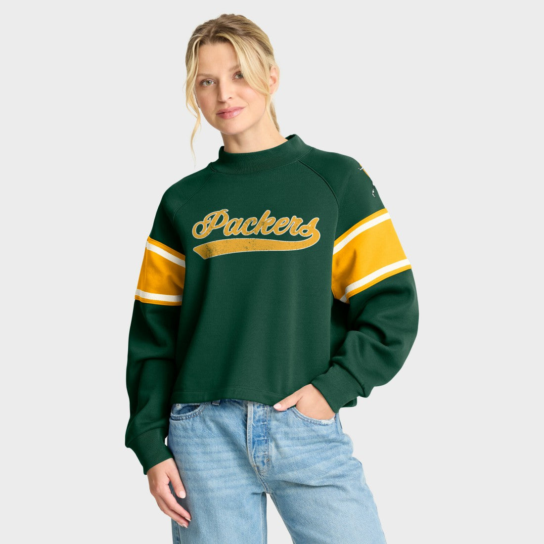 Green Bay Packers Oversized Hometown Toss Sweep Mock Neck Pullover - Green - Fanatics